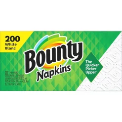 Napkins<Bounty Quilted Napkin, 1-ply, White, 200 Napkins/Pack (34885.)