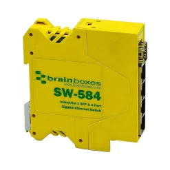 Brainboxes Industrial 4-Port Gigabit Ethernet Unmanaged Switch, Yellow (SW-584)* Ethernet Switches & Splitters