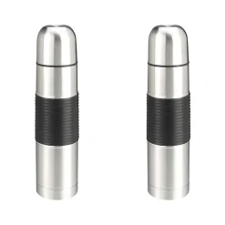 Brentwood Appliances Vacuum-Insulated Stainless Steel 16oz Coffee Thermos, Black, 2/Bundle (843631126158)