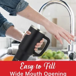 Brentwood Geojug Stainless Steel Double Walled Tumbler Cup, 40 oz., Black (CMB-1200BK)