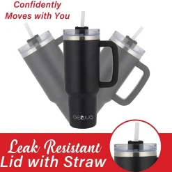 Brentwood Geojug Stainless Steel Double Walled Tumbler Cup, 40 oz., Black (CMB-1200BK)