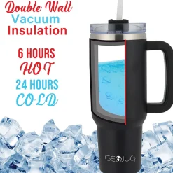 Brentwood Geojug Stainless Steel Double Walled Tumbler Cup, 40 oz., Black (CMB-1200BK)