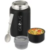 Brentwood Geojug Stainless Steel Double Walled Food Jar with Bowl & Folding Spoon, 17 oz., Black (FTS-500BK)