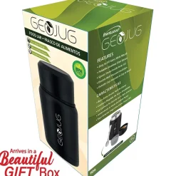 Brentwood Geojug Stainless Steel Double Walled Food Jar with Bowl & Folding Spoon, 17 oz., Black (FTS-500BK)