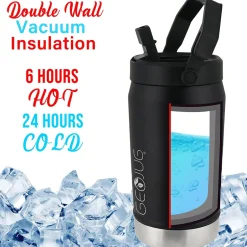 Brentwood Geojug Stainless Steel Double Walled Sports Water Jug, 64 oz., Black (G-1900BK)