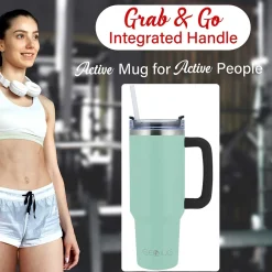 Brentwood Geojug Stainless Steel Double Walled Tumbler Cup, 40 oz., Blue (CMB-1200BL)