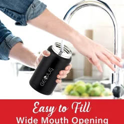 Brentwood Geojug Stainless Steel Double Walled Food Jar with Bowl & Folding Spoon, 25 oz., Black (FTS-750BK)