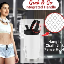 Brentwood Geojug Stainless Steel Double Walled Sports Water Jug, 64 oz., Cream (G-1900CRM)