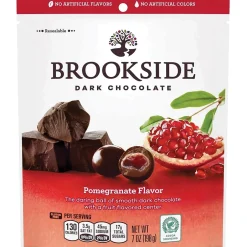 Chocolate<Brookside Pomegranate Flavored Dark Chocolate Pieces, 7 oz., 12/Carton (HEC38908)