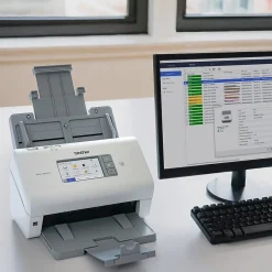 Portable Scanners<Brother ADS-4900W Duplex Document Scanner, White/Black