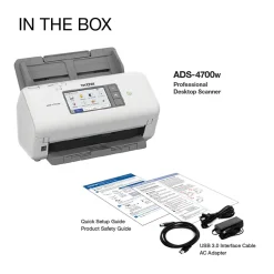 Desktop Scanners<Brother ADS-4700W Duplex Document Scanner, White/Black