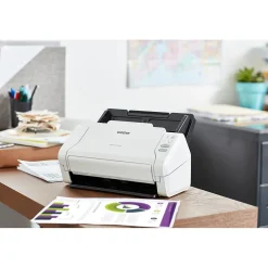 Desktop Scanners<Brother ADS-2700W Refurbished Wireless Color Duplex Desktop Document Scanner, White