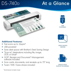 Portable Scanners<Brother DSmobile DS-740D Duplex Portable Scanner White