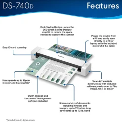 Portable Scanners<Brother DSmobile DS-740D Duplex Portable Scanner White