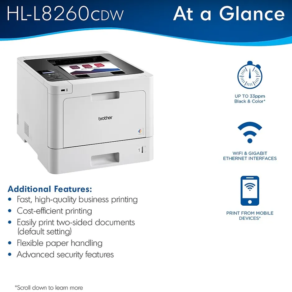 Instant Photo Printers<Brother HL-L8260CDW USB, Wireless, Network Ready Color Laser Printer
