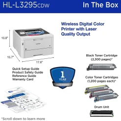 Color Printers<Brother HL-L3295CDW Wireless Compact Digital Color Printer, Refresh Subscription Eligible