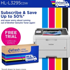 Color Printers<Brother HL-L3295CDW Wireless Compact Digital Color Printer, Refresh Subscription Eligible