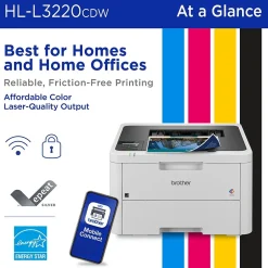Wireless Printers<Brother HL-L3220CDW Wireless Color Laser Printer, Single-Function, Print