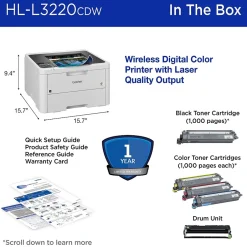 Wireless Printers<Brother HL-L3220CDW Wireless Color Laser Printer, Single-Function, Print