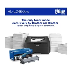 Black & White Printers<Brother HL-L2460DW Compact Wireless Black & White Laser Printer, Single-Function, Print, Refresh Subscription Ready