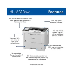 Black & White Printers<Brother HL-L6310DW Laser Printer, Single-Function, Print