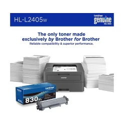 Black & White Printers<Brother HL-L2405W Compact Wireless Black & White Laser Printer, Single-Function, Print, Refresh Subscription Ready