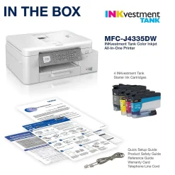 Color Printers<Brother INKvestment Tank MFC-J4335DW Wireless Color Inkjet Printer, All-In-One Supertank, Print, Scan, Copy, Fax