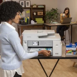 Color Printers<Brother INKvestment Tank MFC-J5855DW Wireless Color Inkjet Printer, All-In-One Supertank, Print, Scan, Copy, Fax