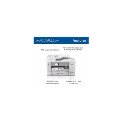 Color Printers<Brother INKvestment Tank MFC-J6955DW Wireless Color Inkjet Printer, All-In-One Supertank, Print, Scan, Copy, Fax