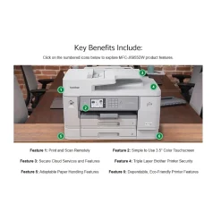 Color Printers<Brother INKvestment Tank MFC-J6955DW Wireless Color Inkjet Printer, All-In-One Supertank, Print, Scan, Copy, Fax