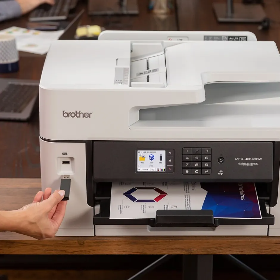Color Printers<Brother MFC-J6540DW Color Inkjet All-in-One Print, Copy, Scan, Fax up to 11”x17” (Ledger) Size Paper