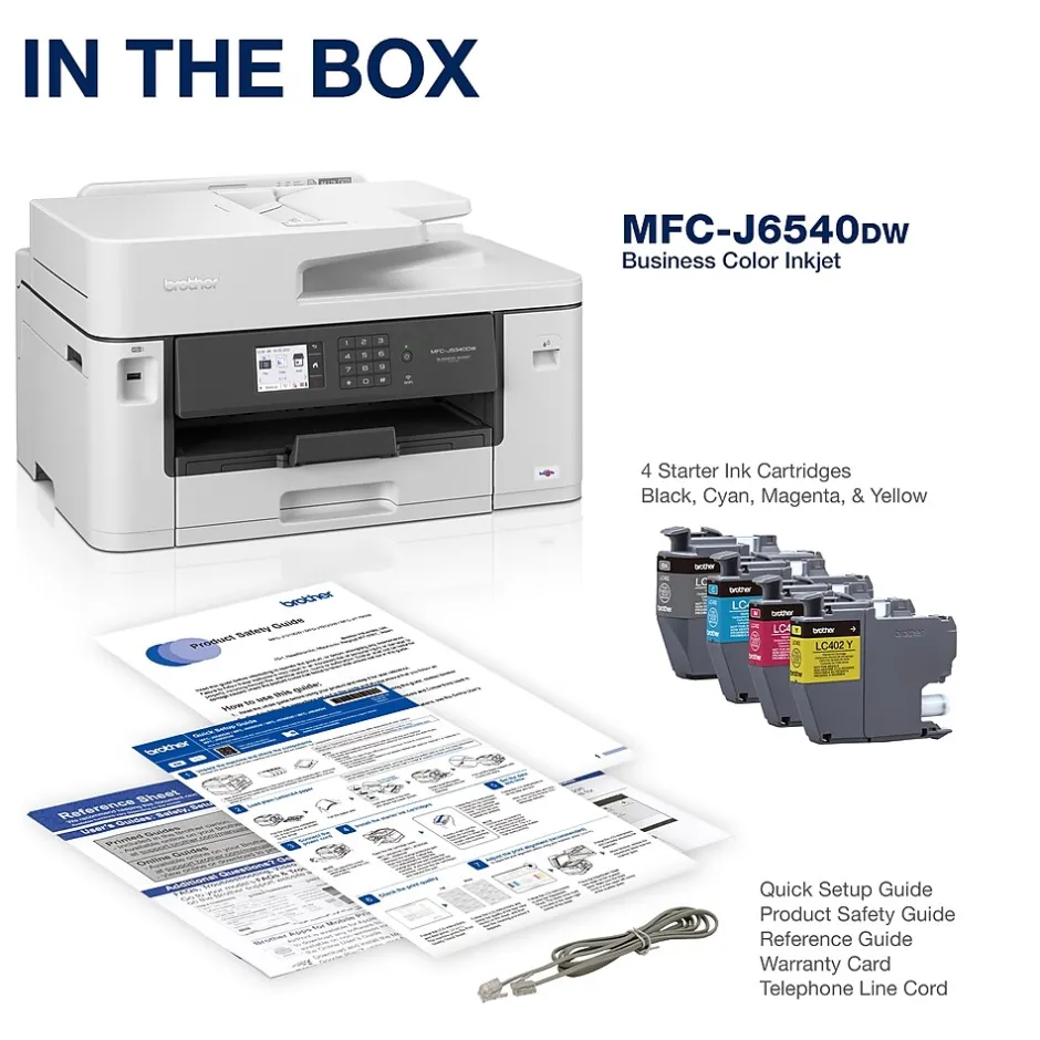 Color Printers<Brother MFC-J6540DW Color Inkjet All-in-One Print, Copy, Scan, Fax up to 11”x17” (Ledger) Size Paper