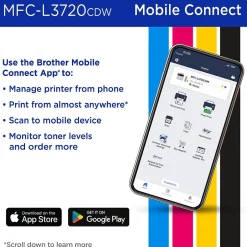 Color Printers<Brother MFC-L3720CDW Wireless Color Laser Printer, All-In-One, Print, Scan, Copy, Fax (MFCL3720CDW)