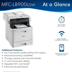 Color Printers<Brother MFC-L8900CDW Wireless Color Laser Printer, All-In-One, Print, Scan, Copy, Fax