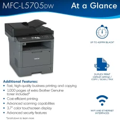 Black & White Printers<Brother MFC-L5705DW Wireless Black & White Laser Printer, All-In-One, Print, Scan, Copy, Fax (MFCL5705DW)