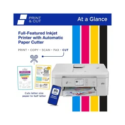 Color Printers<Brother Print & Cut MFC-J1800DW Wireless Color Inkjet Printer, All-In-One, Print, Scan, Copy, Fax