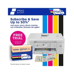 Color Printers<Brother Print & Cut MFC-J1800DW Wireless Color Inkjet Printer, All-In-One, Print, Scan, Copy, Fax