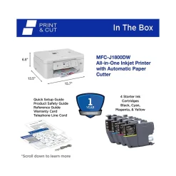 Color Printers<Brother Print & Cut MFC-J1800DW Wireless Color Inkjet Printer, All-In-One, Print, Scan, Copy, Fax