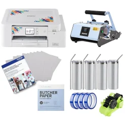 Color Printers<Brother Sublimation Printer and Craft Express Elite Pro Tumbler Heat Press Bundle
