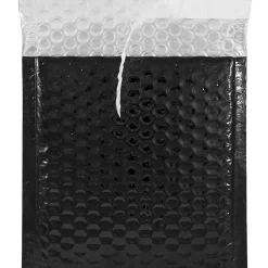 JAM Paper Bubble Padded Mailers with Peel and Seal Closure, CD Size, 6 x 6.5, Black Metallic, 12/Pack (2744430)* Bubble Mailers