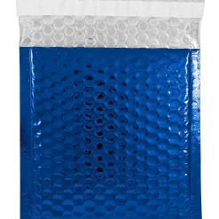 JAM Paper Bubble Padded Mailers with Peel and Seal Closure, CD Size, 6 x 6.5, Blue Metallic, 12/Pack (2745203)* Bubble Mailers