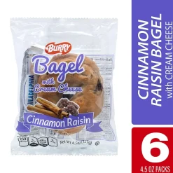 Fresh Groceries<Burry Individually Wrapped Cinnamon Raisin Bagel w/ Cream Cheese, 4.6 Oz, 6/Box (307-00371)