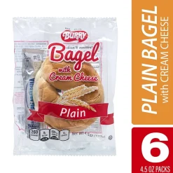 Fresh Groceries<Burry Individually Wrapped Plain Bagel w/ Cream Cheese, 4.6 Oz, 6/Box (307-00370)