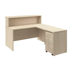 Best Arrive 60"W L Shaped Reception Desk with Shelf and Mobile File Cabinet, (ARV004NE) L-Desks