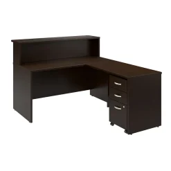 Arrive 60"W L Shaped Reception Desk with Shelf and Mobile File Cabinet, (ARV004MR) Office Desks