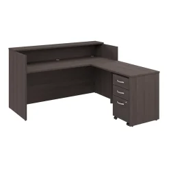 Hot Arrive 72"W L Shaped Reception Desk with Shelf and Mobile File Cabinet, (ARV007SG) L-Desks