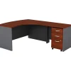 Components 60"W L Shaped Desk with Left Handed Return and 3 Drw File Cabinet, Hansen Cherry (BDL003HCL) Office Desks