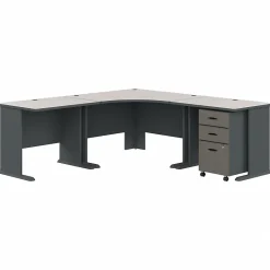 Sale Cubix 84"W Corner Desk with Mobile File Cabinet, (SRA041SLSU) Corner Desks