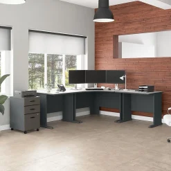 Sale Cubix 84"W Corner Desk with Mobile File Cabinet, (SRA041SLSU) Corner Desks