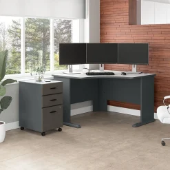 Online Cubix 48"W Corner Desk with Mobile File Cabinet, (SRA035SLSU) Corner Desks